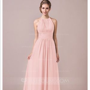 Blush pink chiffon bridesmaid dress